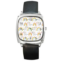 Unicorns, Hearts And Rainbows Square Metal Watch by ConteMonfrey