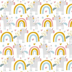 Unicorns, Hearts And Rainbows Play Mat (square) by ConteMonfrey