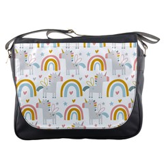 Unicorns, Hearts And Rainbows Messenger Bag by ConteMonfrey