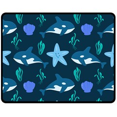 Whale And Starfish  Double Sided Fleece Blanket (medium)  by ConteMonfrey