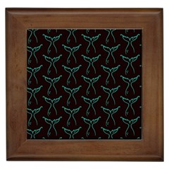 Blue Mermaid Tail Black Neon Framed Tile