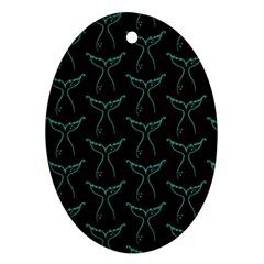 Blue Mermaid Tail Black Neon Ornament (Oval)