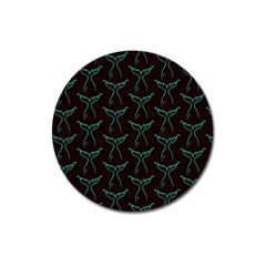 Blue Mermaid Tail Black Neon Magnet 3  (Round)