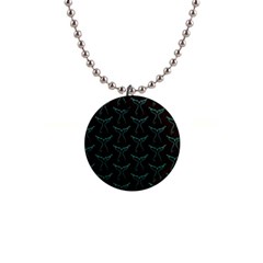 Blue Mermaid Tail Black Neon 1  Button Necklace