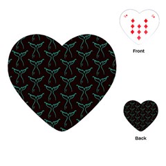 Blue Mermaid Tail Black Neon Playing Cards Single Design (Heart)