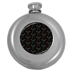 Blue Mermaid Tail Black Neon Round Hip Flask (5 oz)