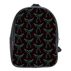 Blue Mermaid Tail Black Neon School Bag (Large)