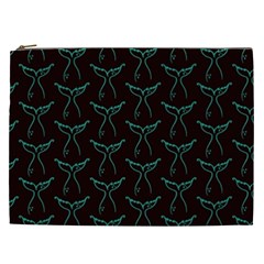 Blue Mermaid Tail Black Neon Cosmetic Bag (XXL)