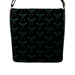 Blue Mermaid Tail Black Neon Flap Closure Messenger Bag (L)