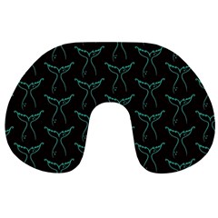 Blue Mermaid Tail Black Neon Travel Neck Pillow