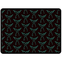 Blue Mermaid Tail Black Neon Double Sided Fleece Blanket (Large) 