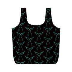 Blue Mermaid Tail Black Neon Full Print Recycle Bag (M)