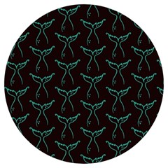 Blue Mermaid Tail Black Neon Round Trivet