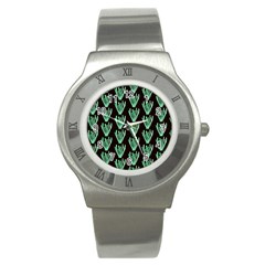 Watercolor Seaweed Black Stainless Steel Watch