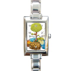 Natural Disaster Flood Earthquake Rectangle Italian Charm Watch