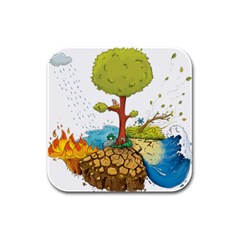 Natural Disaster Flood Earthquake Rubber Square Coaster (4 Pack)