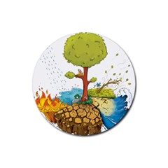 Natural Disaster Flood Earthquake Rubber Coaster (round)