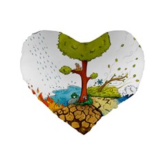 Natural Disaster Flood Earthquake Standard 16  Premium Flano Heart Shape Cushions by Jancukart