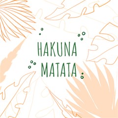 Hakuna Matata Tropical Leaves With Inspirational Quote Play Mat (rectangle) by Jancukart