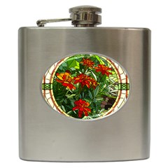Flower Stained Glass Window Hip Flask (6 Oz) by Jancukart