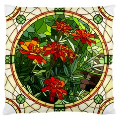Flower Stained Glass Window Large Cushion Case (one Side) by Jancukart