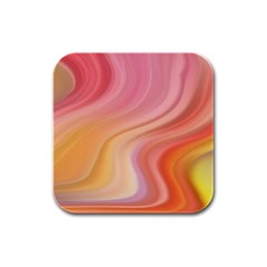 Gradient Pink Yellow Rubber Square Coaster (4 Pack) by ConteMonfrey