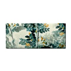 Vintage Retro Flowers Leaves Foliage Plants Hand Towel by Wegoenart