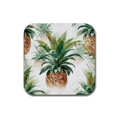 Pineapple Pattern Background Seamless Vintage Rubber Coaster (Square)