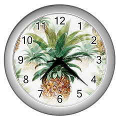 Pineapple Pattern Background Seamless Vintage Wall Clock (Silver)