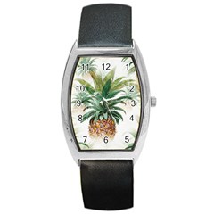 Pineapple Pattern Background Seamless Vintage Barrel Style Metal Watch