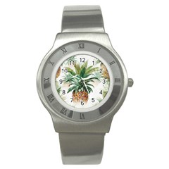 Pineapple Pattern Background Seamless Vintage Stainless Steel Watch