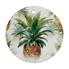 Pineapple Pattern Background Seamless Vintage Round Ornament (Two Sides)