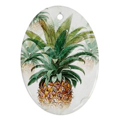 Pineapple Pattern Background Seamless Vintage Oval Ornament (Two Sides)