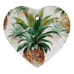 Pineapple Pattern Background Seamless Vintage Heart Ornament (Two Sides)
