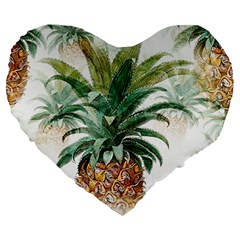 Pineapple Pattern Background Seamless Vintage Large 19  Premium Flano Heart Shape Cushions