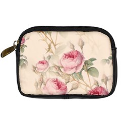 Roses Plants Vintage Retro Flowers Pattern Digital Camera Leather Case