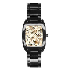 Birds Perched Birds Pattern Design Seamless Stainless Steel Barrel Watch by Wegoenart