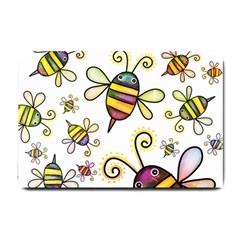 Bee Doodle Cartoon Small Doormat by Wegoenart