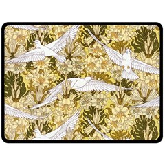 Dove Flowers Pattern Birds Flying Wings Animals Fleece Blanket (large)  by Wegoenart