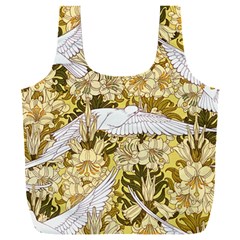 Dove Flowers Pattern Birds Flying Wings Animals Full Print Recycle Bag (xxxl)