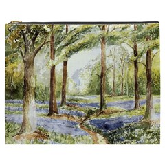 Trees Park Watercolor Lavender Flowers Foliage Cosmetic Bag (xxxl) by Wegoenart