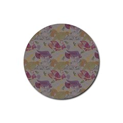 Pattern Armenian Birds Rubber Round Coaster (4 Pack) by Gohar