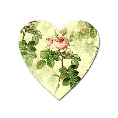 Roses Flowers Vintage Pattern Retro Floral Stem Heart Magnet by Wegoenart