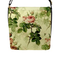 Roses Flowers Vintage Pattern Retro Floral Stem Flap Closure Messenger Bag (l) by Wegoenart