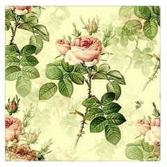 Roses Flowers Vintage Pattern Retro Floral Stem Square Satin Scarf (36  X 36 ) by Wegoenart