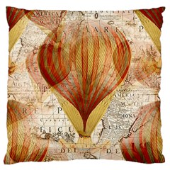 Hot Air Balloon Balloon Map Seamless Pattern Large Flano Cushion Case (two Sides) by Wegoenart