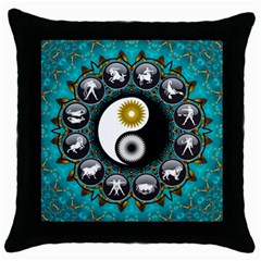 Yin Yang Horoscope Astrology Zodiac Signs Zodiac Throw Pillow Case (black) by Wegoenart