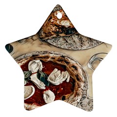 Pizza And Calzone Star Ornament (two Sides) by ConteMonfrey