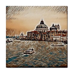 Boat In Venice San Mark`s Basilica - Italian Tour Vintage Tile Coaster by ConteMonfrey