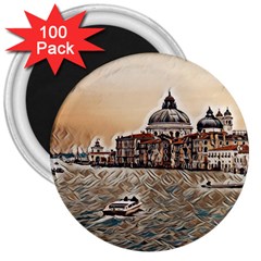 Boat In Venice San Mark`s Basilica - Italian Tour Vintage 3  Magnets (100 Pack) by ConteMonfrey